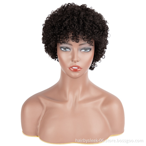 Factory Supplying wigs human hair wholesale weaving Short Remy Hair Afro Kinky Curly Machine Made Human Hair Wig